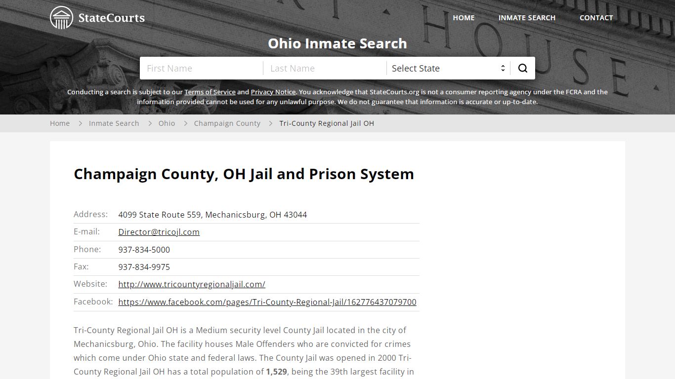 Tri-County Regional Jail OH Inmate Records Search, Ohio - StateCourts
